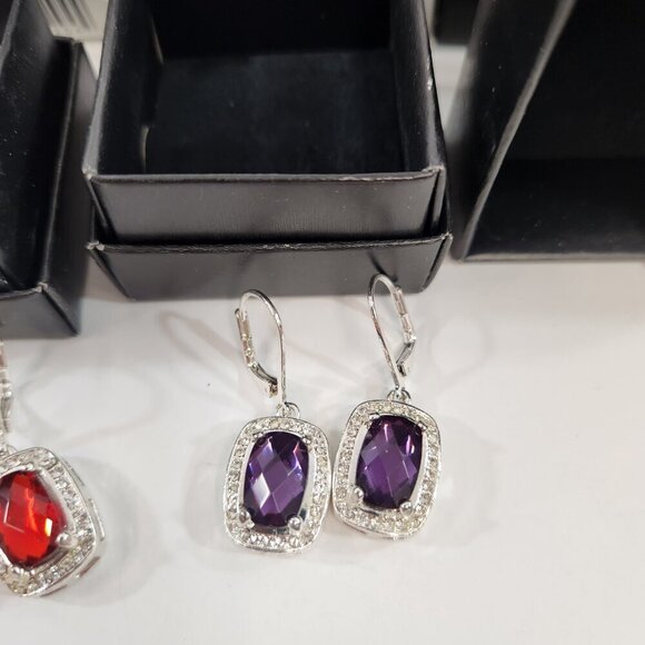 Avon Monaco Nights Drop Earrings Pendant Necklace Gift Sets Purple & Red NEW - Picture 3 of 15